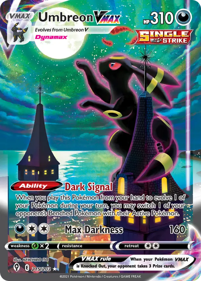 Pokémon-kaart Umbreon VMAX uit Evolving Skies